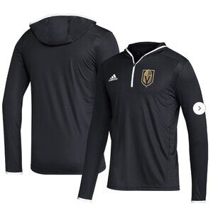 Adidas Men's Vegas Golden Knights Black Long Sleeve 1/4-Zip Hoodie T-Shirt Large